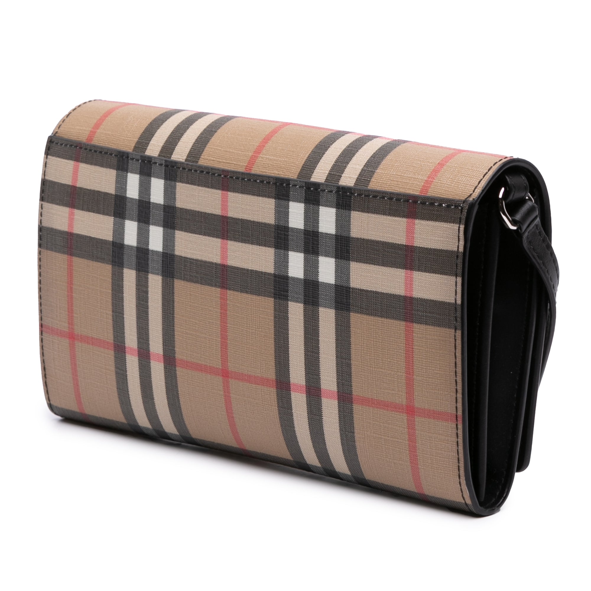 House Check Coated Canvas Wallet on Strap