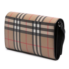 House Check Coated Canvas Wallet on Strap
