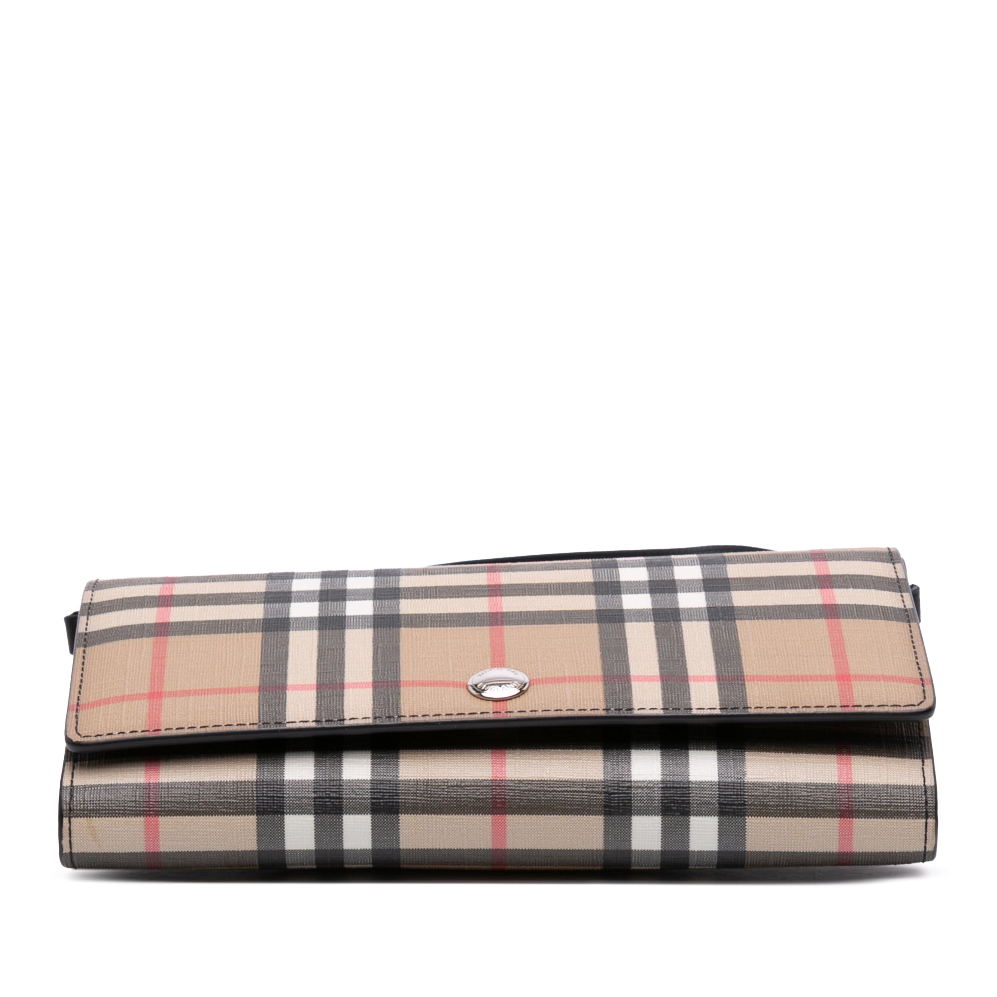 House Check Coated Canvas Wallet on Strap