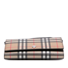 House Check Coated Canvas Wallet on Strap