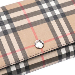 House Check Coated Canvas Wallet on Strap