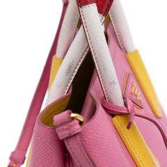 Small Bicolor Saffiano Cuir Double Satchel
