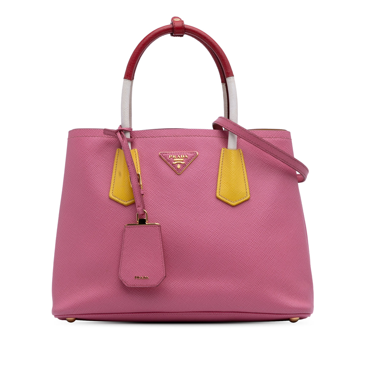 Small Bicolor Saffiano Cuir Double Satchel