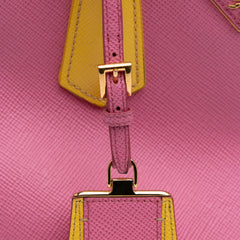 Small Bicolor Saffiano Cuir Double Satchel