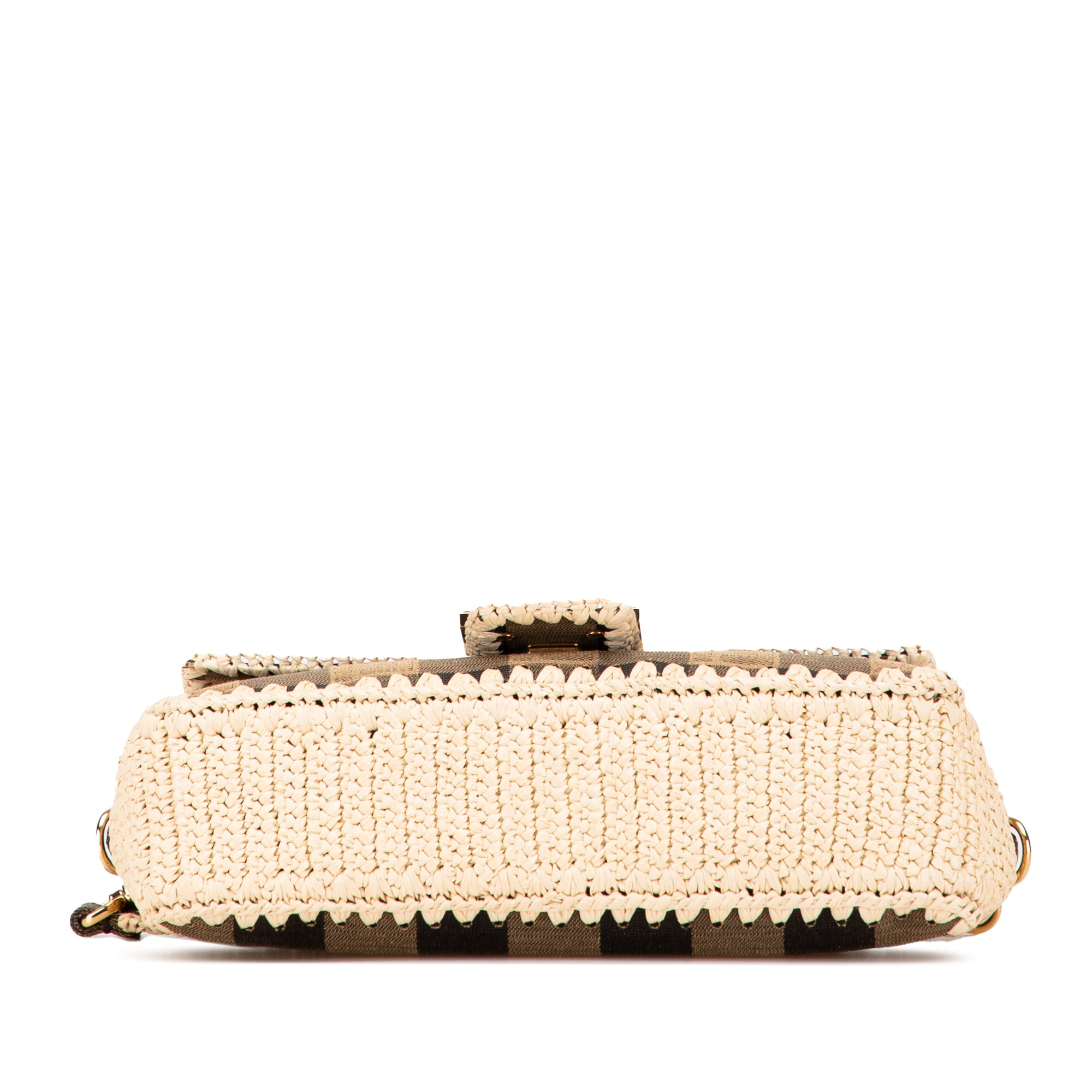 Pequin Gingham Canvas And Raffia Baguette Satchel