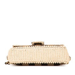 Pequin Gingham Canvas And Raffia Baguette Satchel