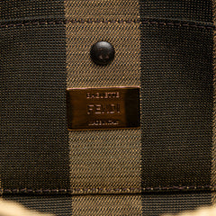 Pequin Gingham Canvas And Raffia Baguette Satchel