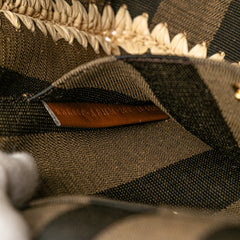Pequin Gingham Canvas And Raffia Baguette Satchel
