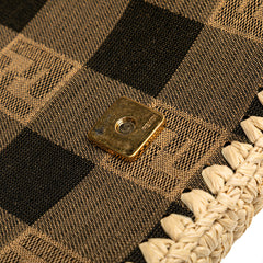 Pequin Gingham Canvas And Raffia Baguette Satchel