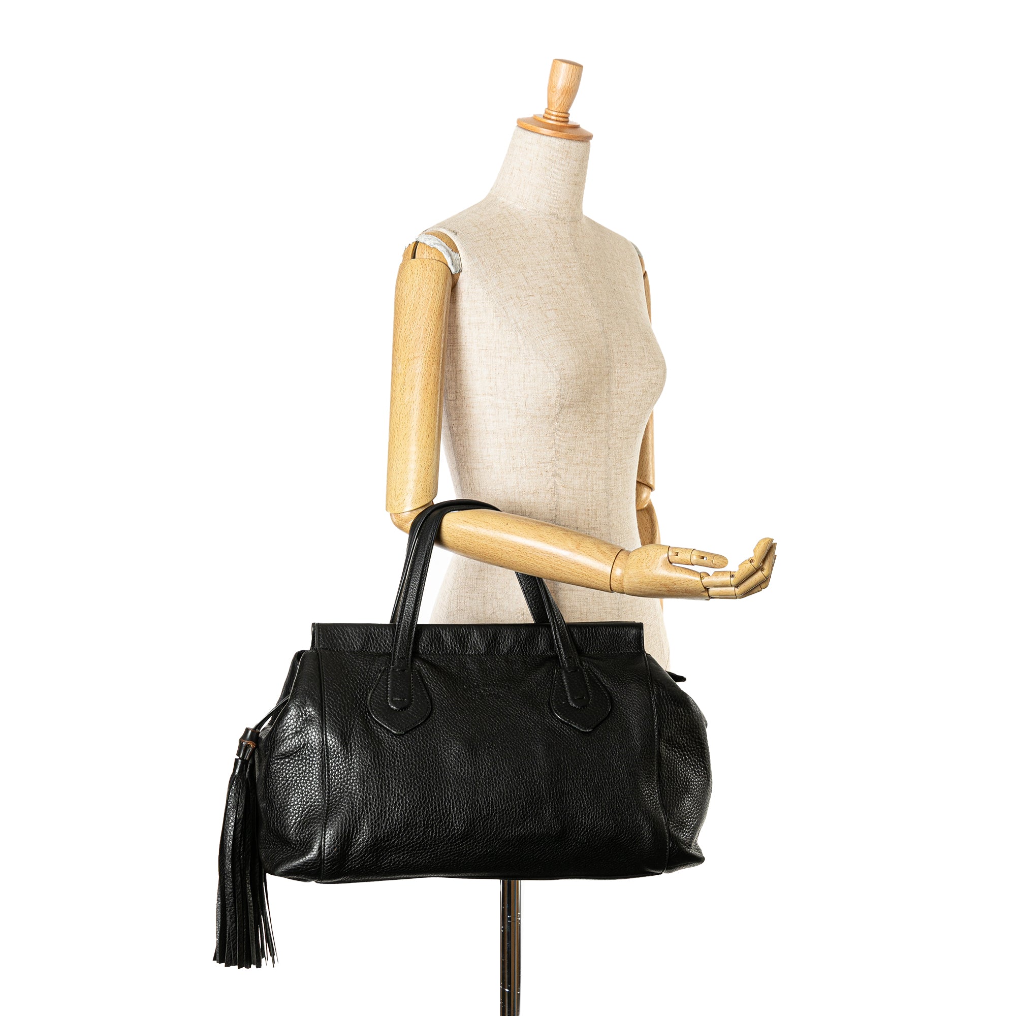 Leather Lady Tassel Top Handle Bag