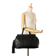 Leather Lady Tassel Top Handle Bag