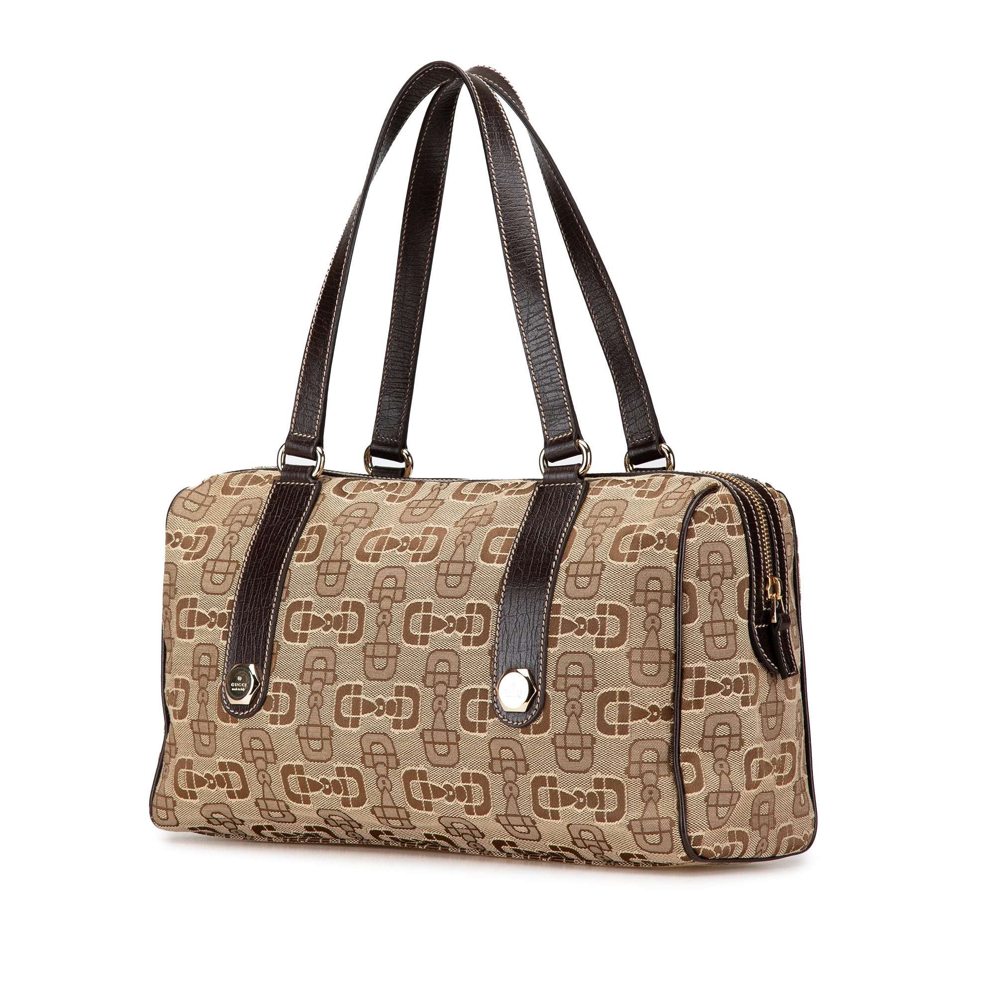 Canvas Horsebit Charmy Boston Bag