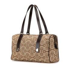 Canvas Horsebit Charmy Boston Bag