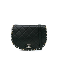 Quilted Lambskin Studded Bubble Flap