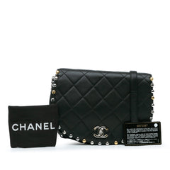 Quilted Lambskin Studded Bubble Flap