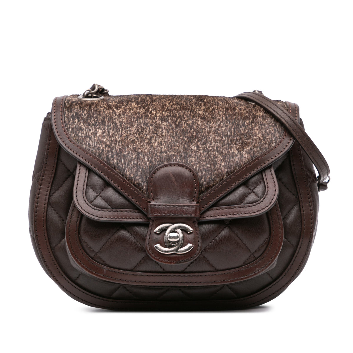 Paris-Salzburg Quilted Lambskin and Pony Hair Saddle Crossbody