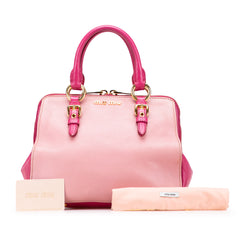 Bicolor Goatskin Madras Bowler Bag
