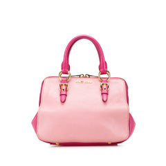 Bicolor Goatskin Madras Bowler Bag