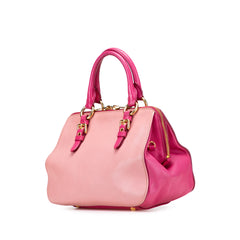 Bicolor Goatskin Madras Bowler Bag