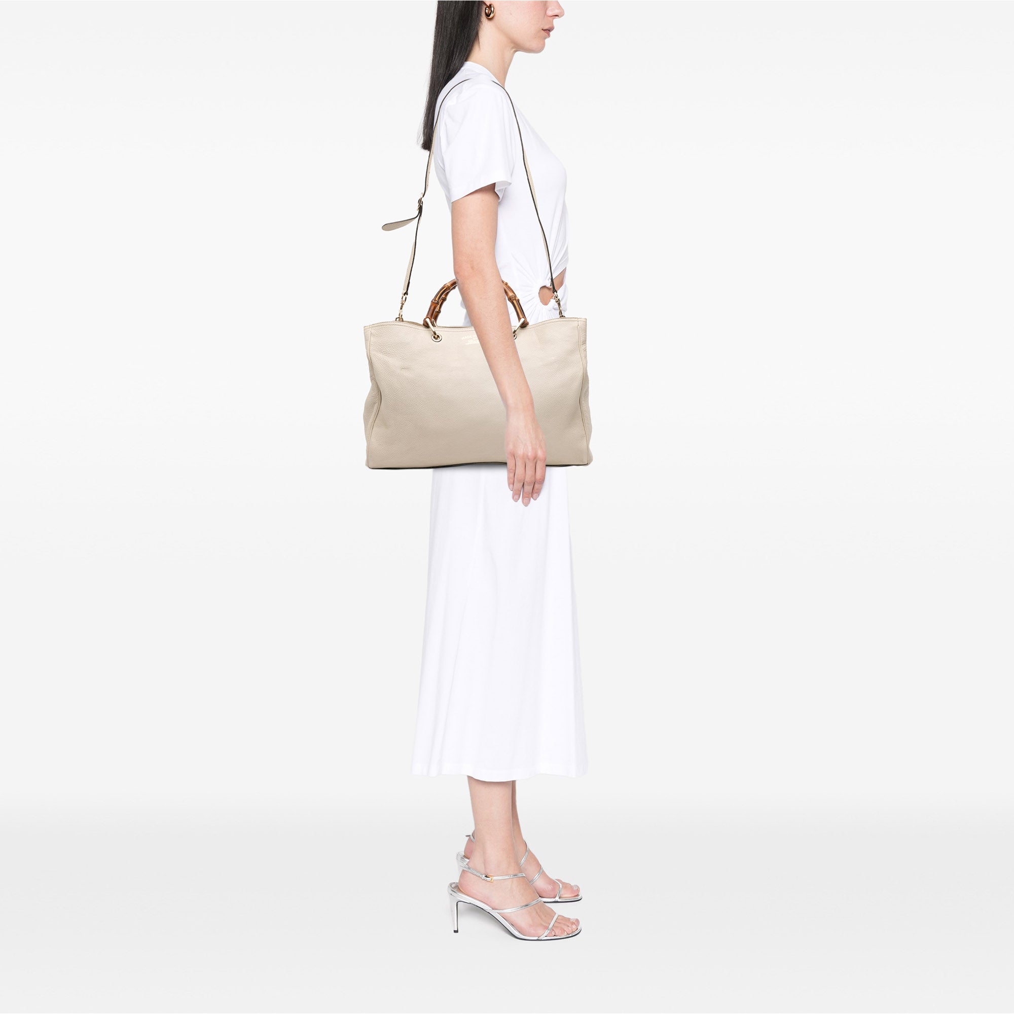 Large Calfskin Bamboo Shopper Satchel