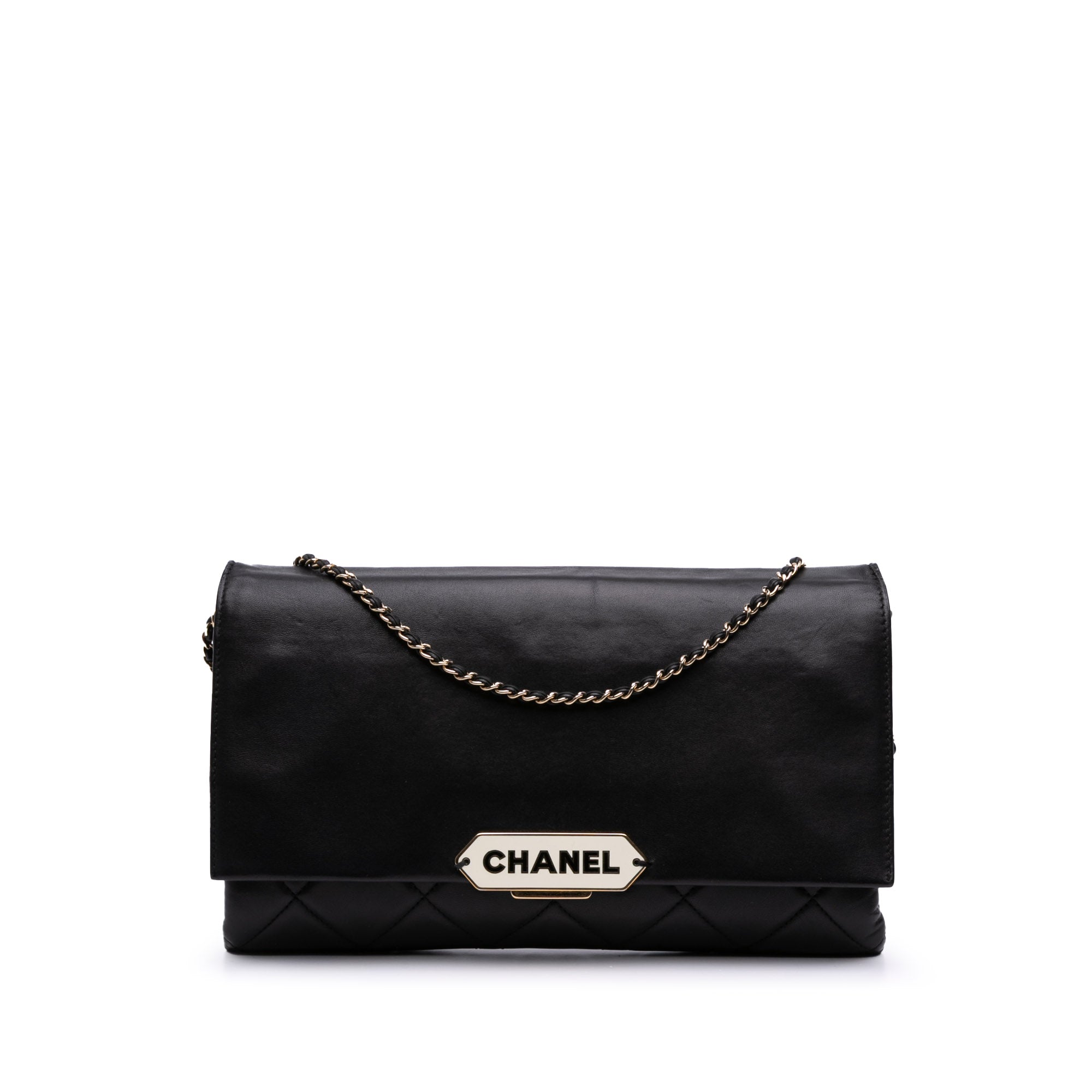 Quilted Lambskin Retro Label Shoulder Bag
