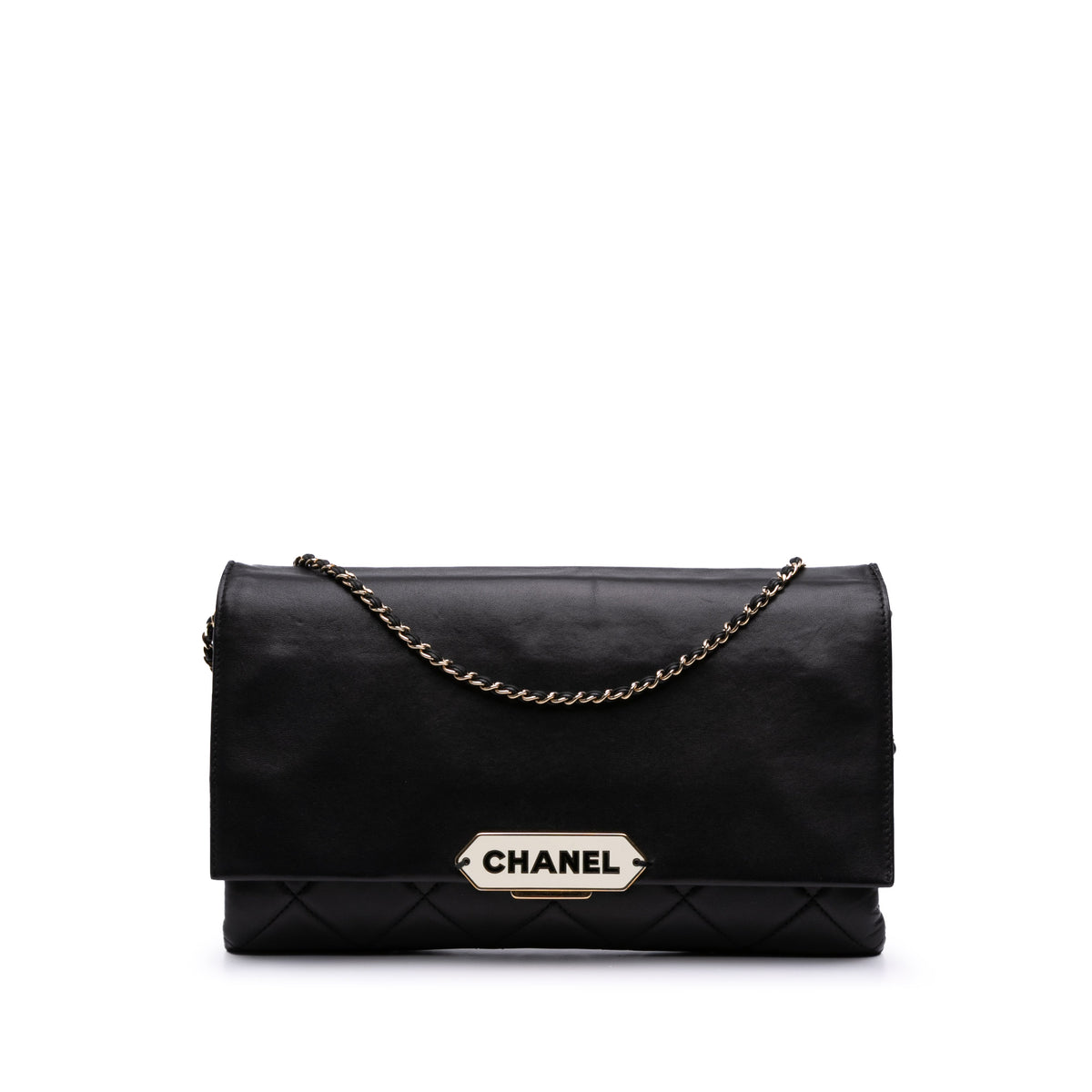 Quilted Lambskin Retro Label Shoulder Bag