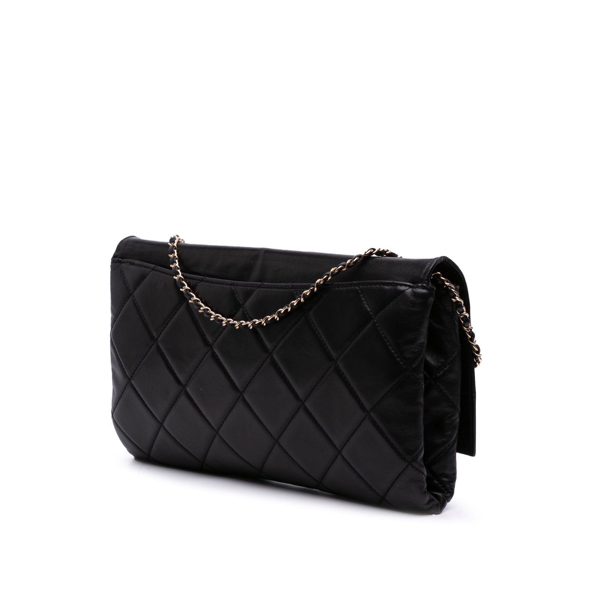Quilted Lambskin Retro Label Shoulder Bag