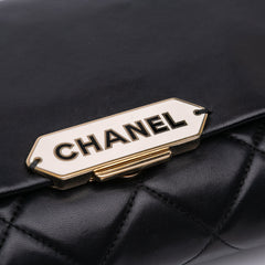 Quilted Lambskin Retro Label Shoulder Bag