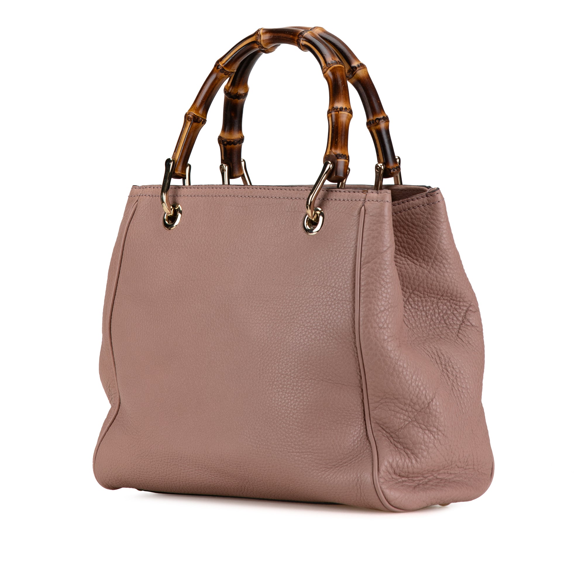 Small Calfskin Bamboo Shopper Satchel