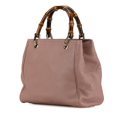 Small Calfskin Bamboo Shopper Satchel