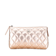 Quilted Metallic Lambskin Pouch_0