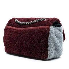 Medium Tricolor CC Quilted Shearling Single Flap