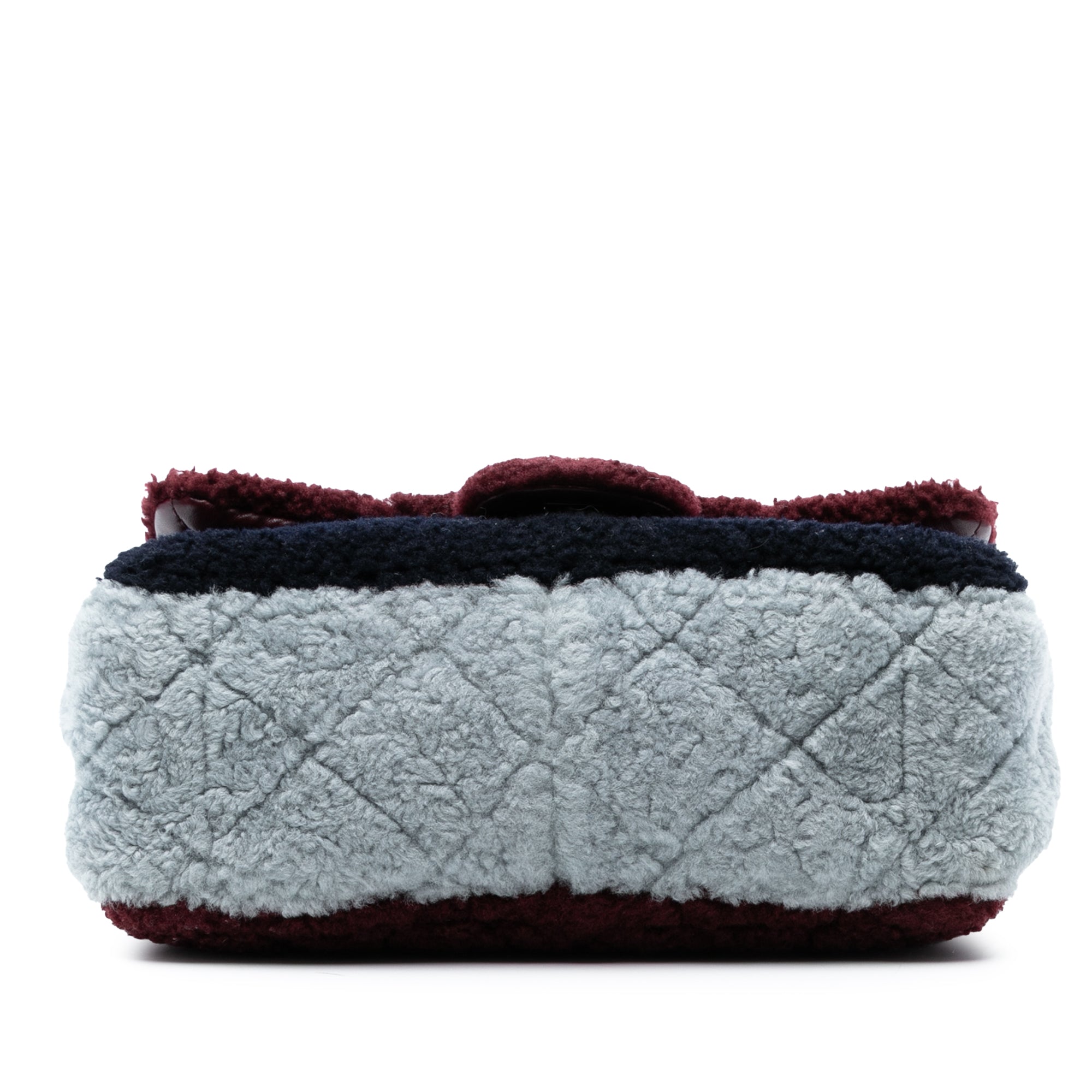Medium Tricolor CC Quilted Shearling Single Flap