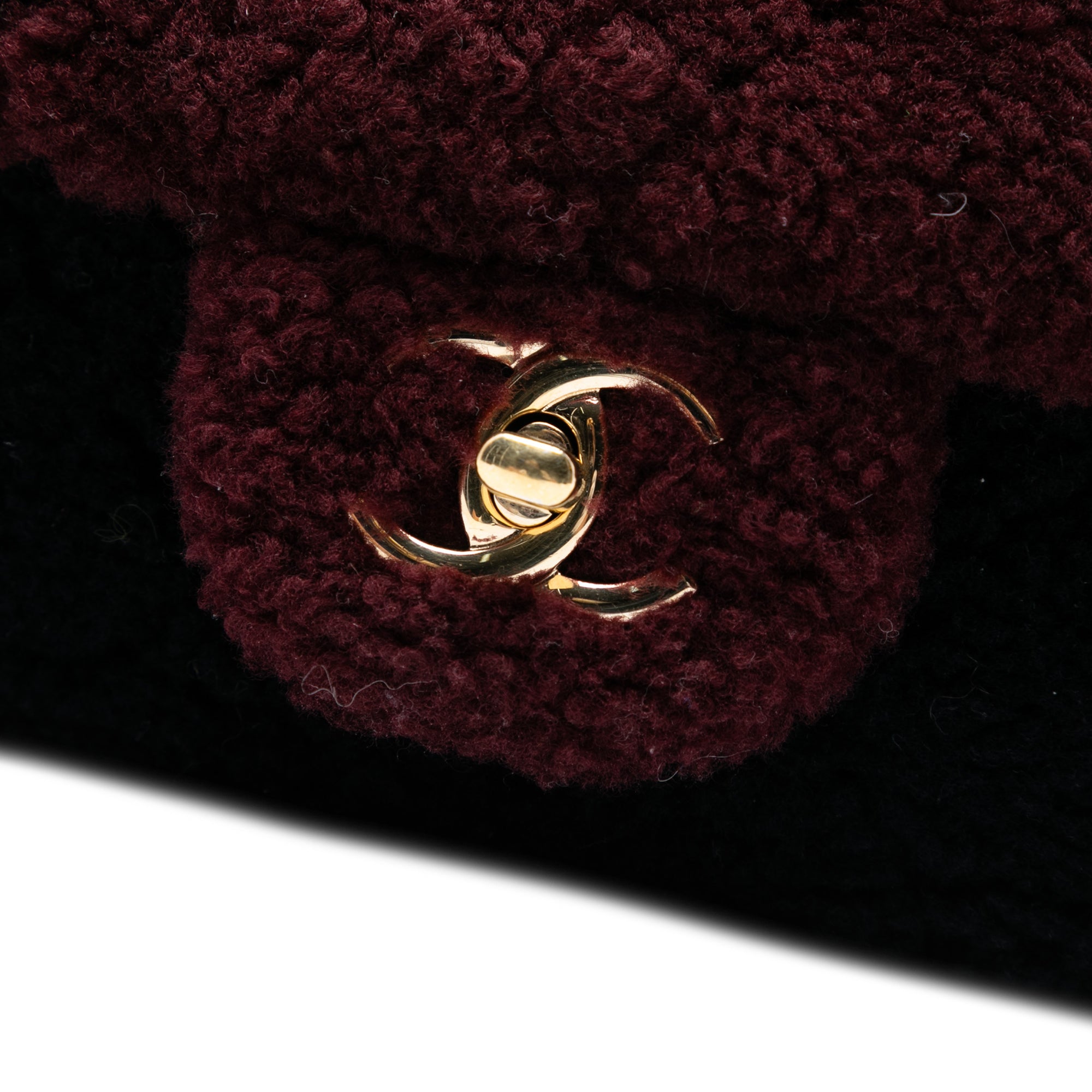 Medium Tricolor CC Quilted Shearling Single Flap