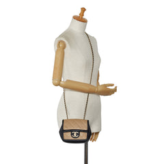 Mini Square Calfskin Graphic Flap Crossbody Bag