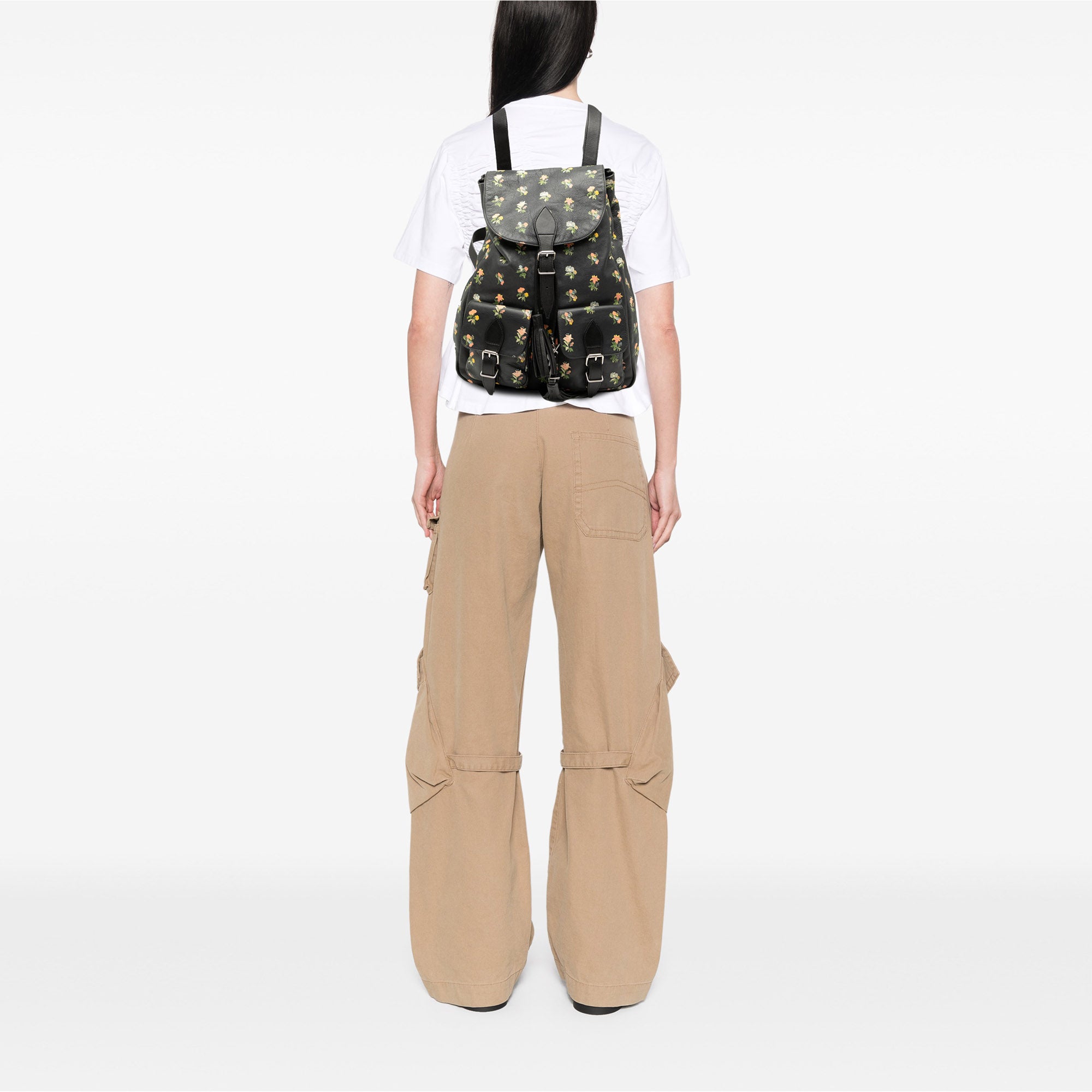 Leather Prairie Floral Printed Festival Backpack