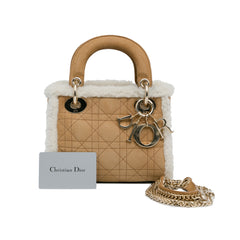 Mini Suede Shearling Cannage Lady Dior