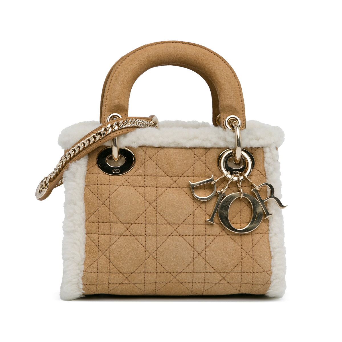 Mini Suede Shearling Cannage Lady Dior