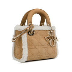 Mini Suede Shearling Cannage Lady Dior