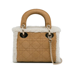 Mini Suede Shearling Cannage Lady Dior