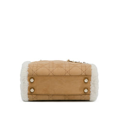 Mini Suede Shearling Cannage Lady Dior