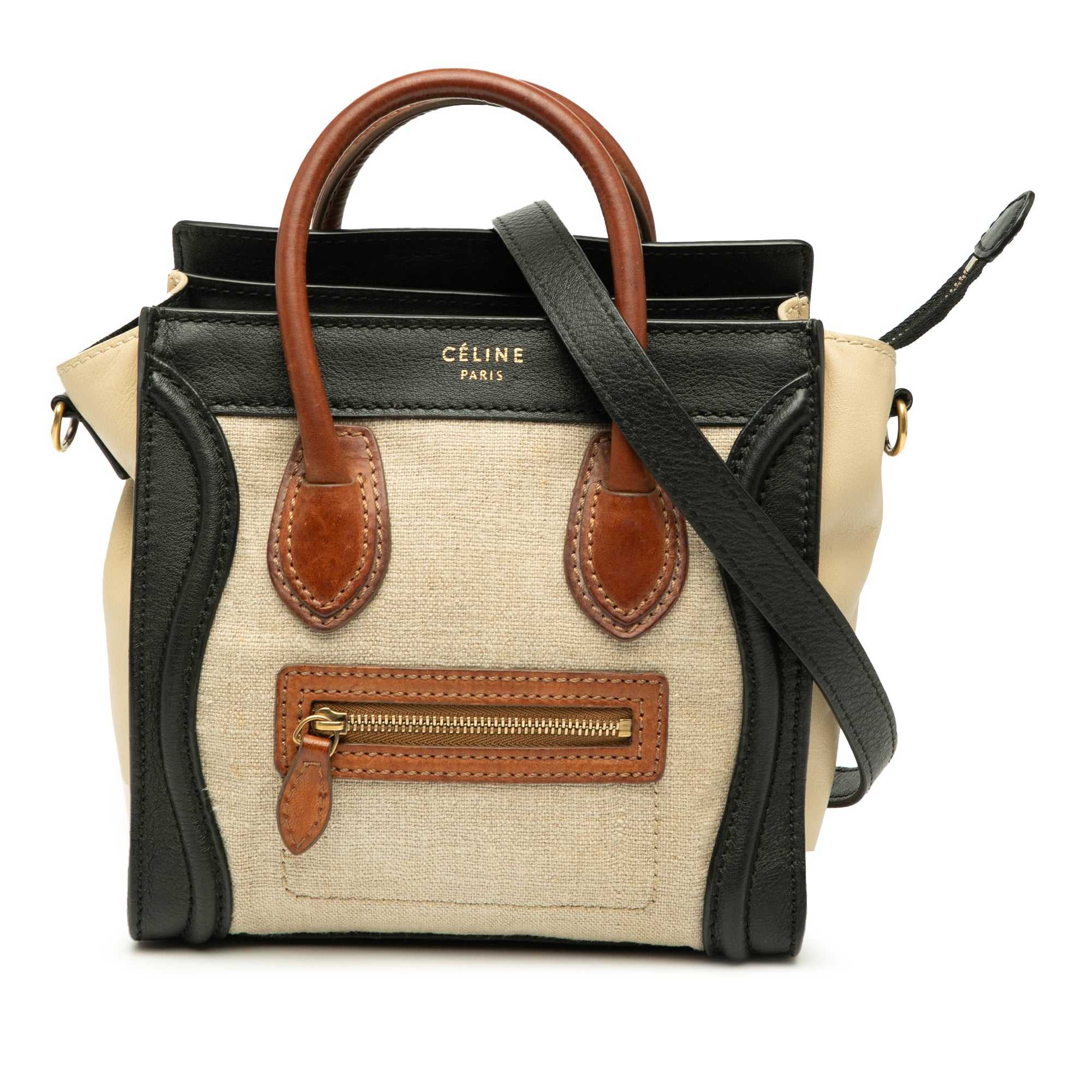 Nano Tricolor Canvas and Leather Luggage Tote