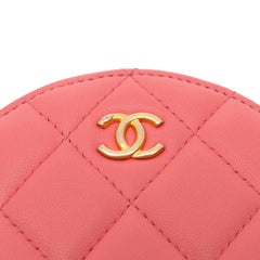 CC Quilted Lambskin Pearl Crush Round Clutch with Chain_7