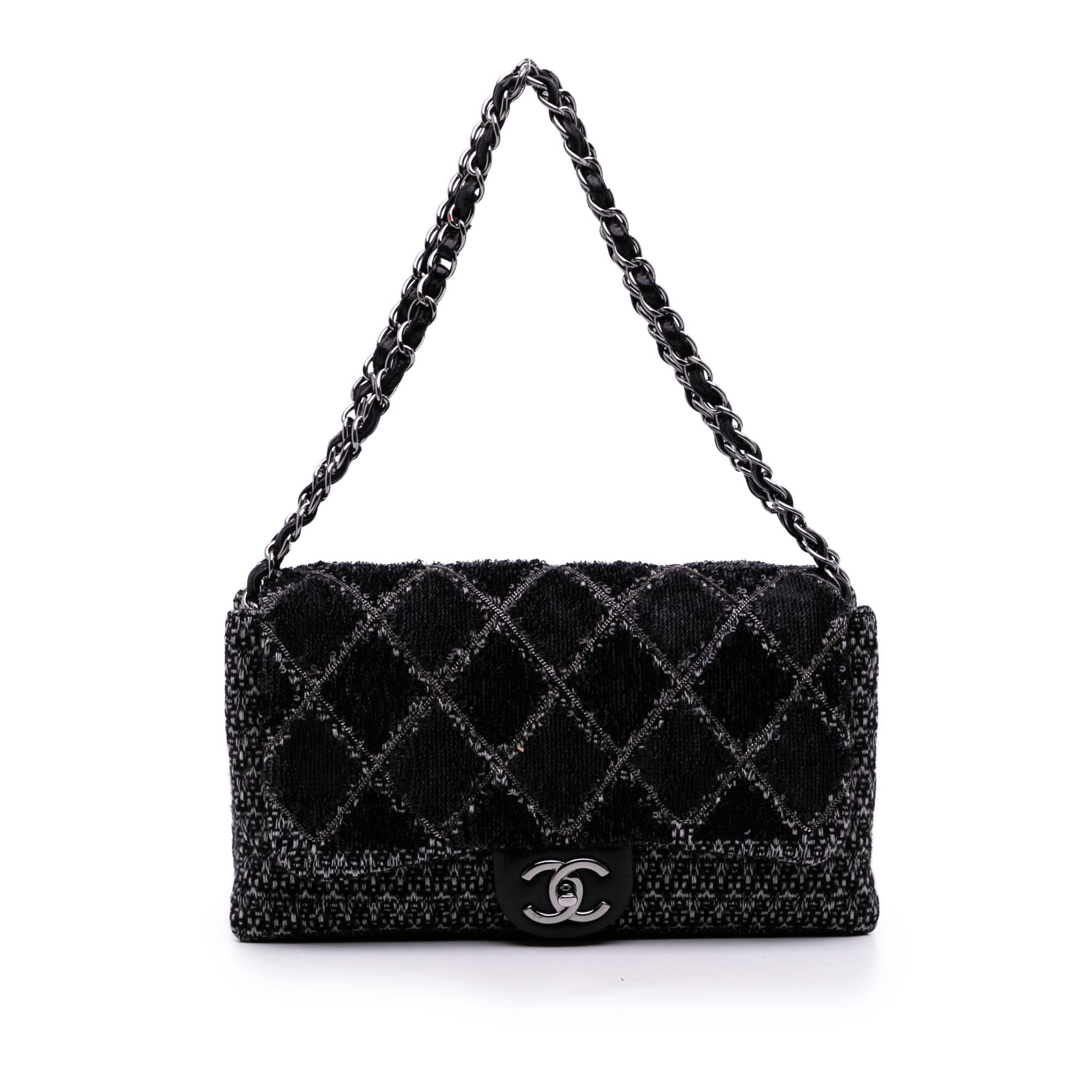 Large Tweed and Sequin Icons 3 Accordion Flap