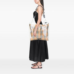 PVC and House Check Canvas Shopper Tote