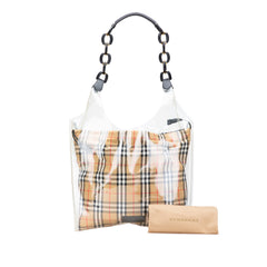 PVC and House Check Canvas Shopper Tote
