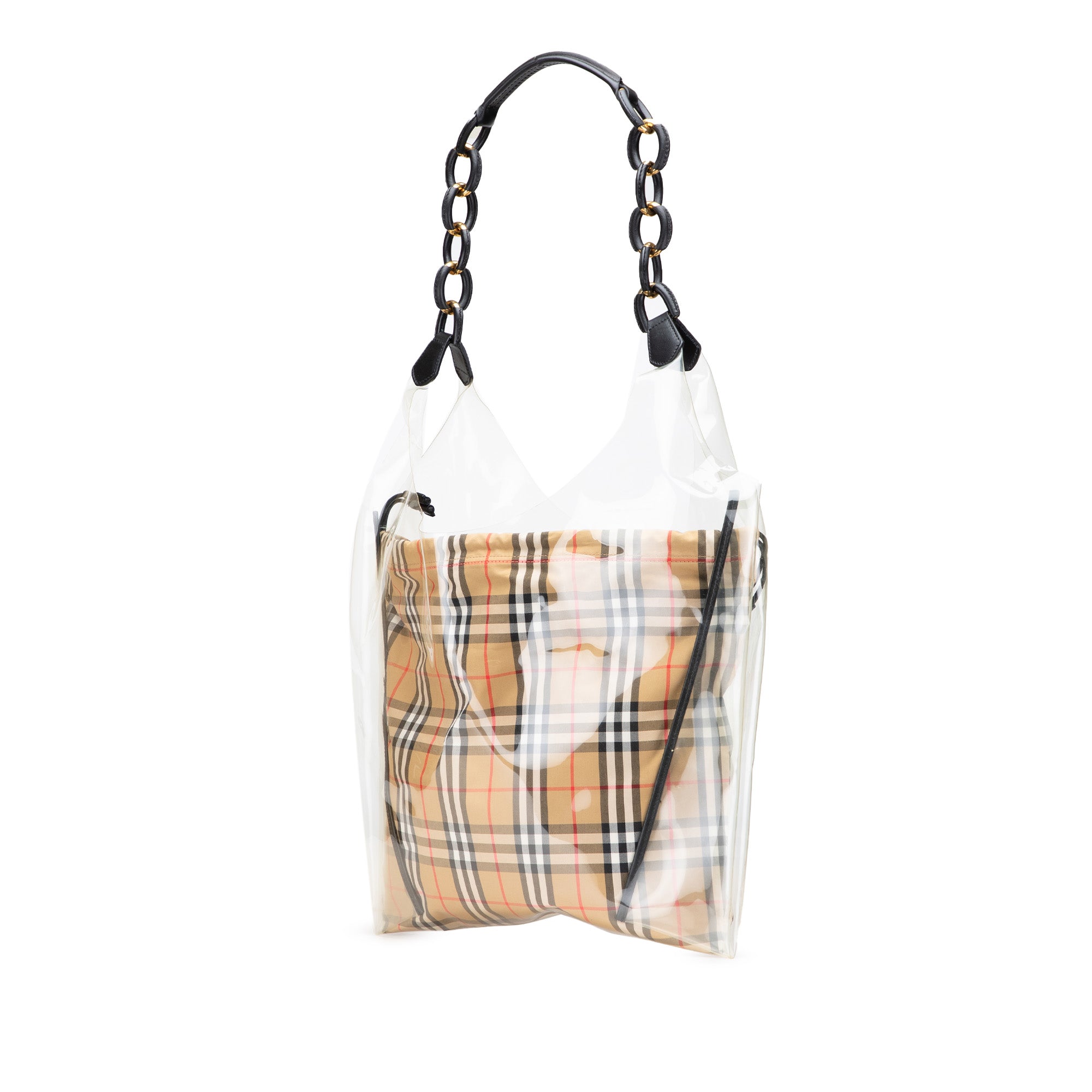 PVC and House Check Canvas Shopper Tote