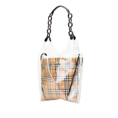 PVC and House Check Canvas Shopper Tote