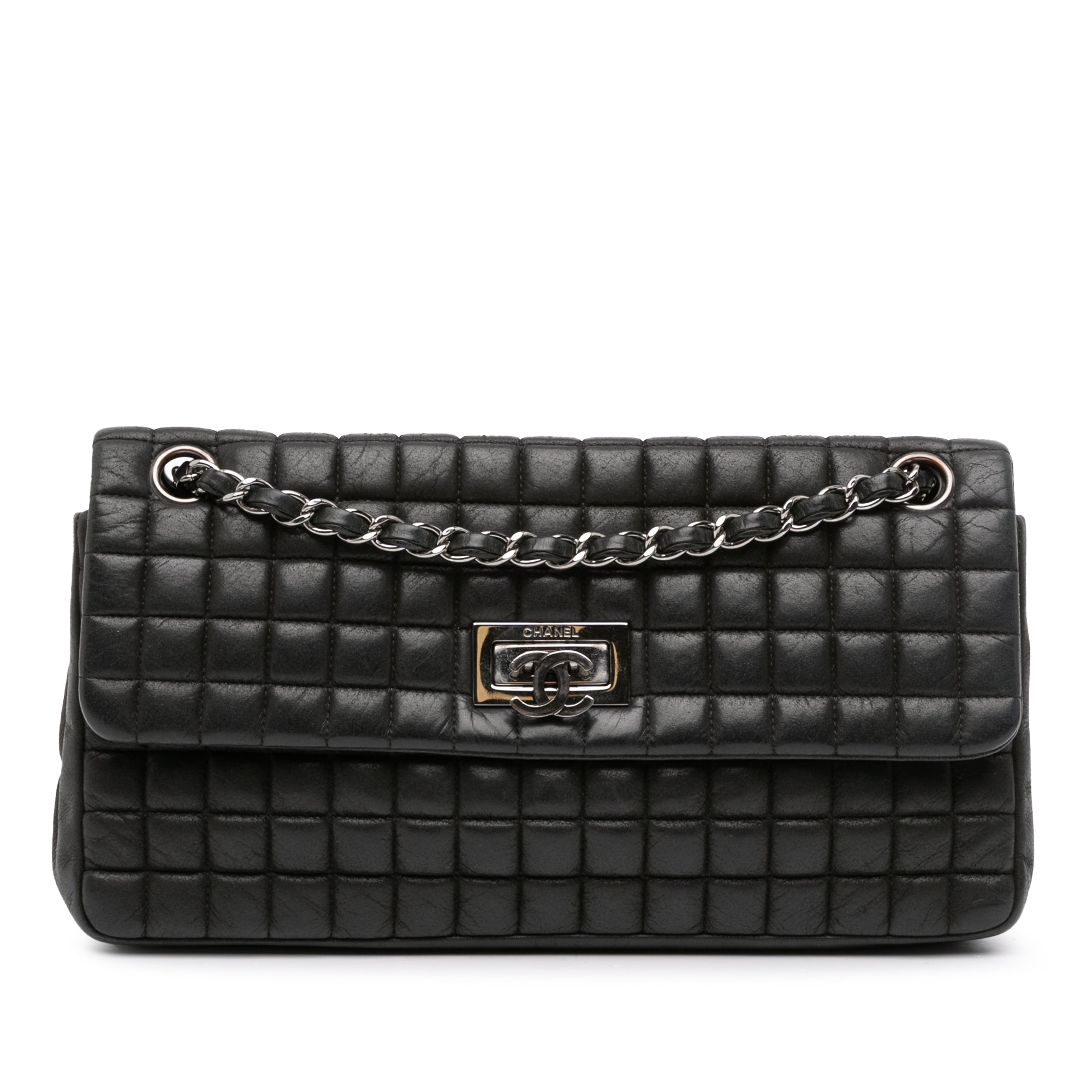 Chocolate Bar Iridescent Calfskin Bubble Flap