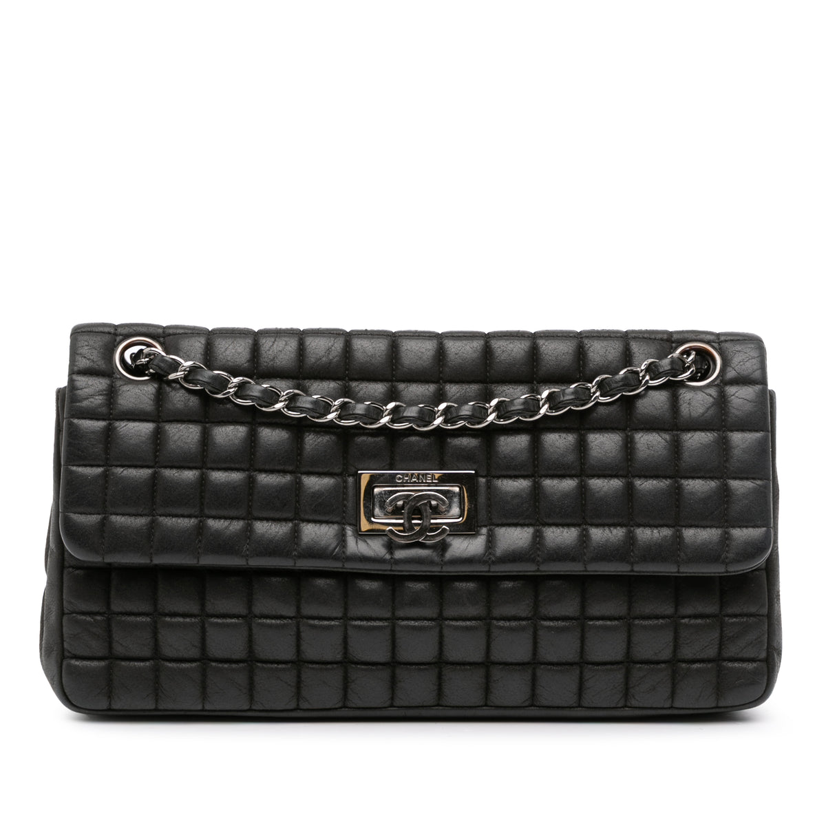 Chocolate Bar Iridescent Calfskin Bubble Flap